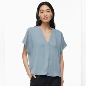Aritizia Babaton Pictorial Blouse Top Blue Small